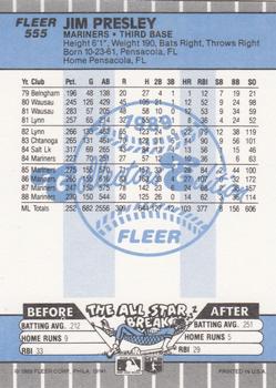 1989 Fleer - Glossy #555 Jim Presley Back