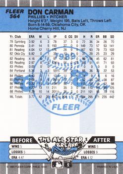 1989 Fleer - Glossy #564 Don Carman Back