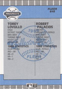 1989 Fleer - Glossy #648 Torey Lovullo / Robert Palacios Back