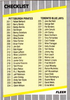 1989 Fleer - Glossy #656 Checklist: Pirates / Blue Jays / Yankees / Royals Front