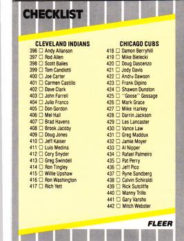 1989 Fleer - Glossy #658 Checklist: Indians / Cubs / Cardinals / Angels Front
