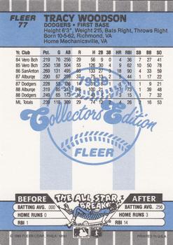 1989 Fleer - Glossy #77 Tracy Woodson Back