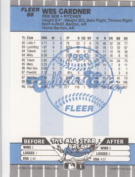 1989 Fleer - Glossy #88 Wes Gardner Back