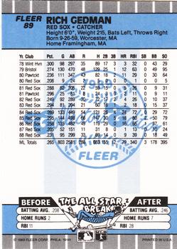 1989 Fleer - Glossy #89 Rich Gedman Back