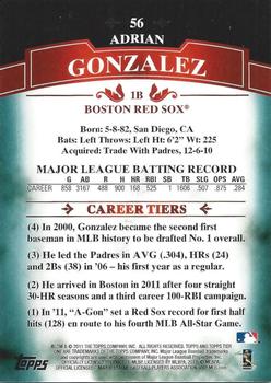 2011 Topps Tier One - Blue #56 Adrian Gonzalez Back