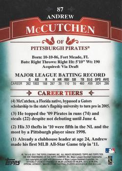 2011 Topps Tier One - Blue #87 Andrew McCutchen Back
