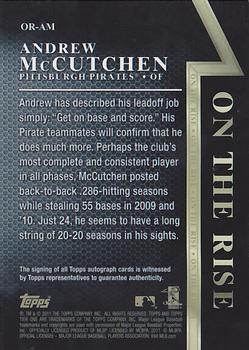 2011 Topps Tier One - On The Rise Autographs #OR-AM Andrew McCutchen Back