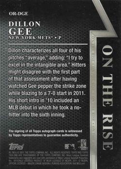 2011 Topps Tier One - On The Rise Autographs #OR-DGE Dillon Gee Back