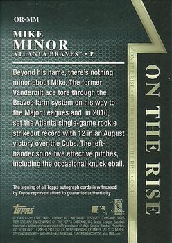 2011 Topps Tier One - On The Rise Autographs #OR-MM Mike Minor Back