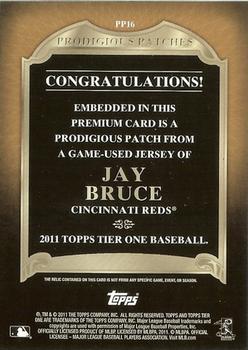 2011 Topps Tier One - Prodigious Patches #PP16 Jay Bruce Back
