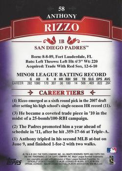 2011 Topps Tier One - Purple #58 Anthony Rizzo Back