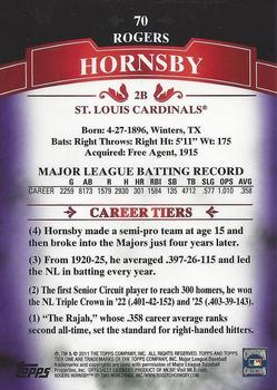 2011 Topps Tier One - Purple #70 Rogers Hornsby Back