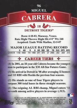 2011 Topps Tier One - Purple #96 Miguel Cabrera Back
