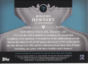 2011 Topps Tier One - Top Shelf Relics #TSR7 Rogers Hornsby Back