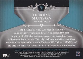 2011 Topps Tier One - Top Shelf Relics #TSR3 Thurman Munson Back