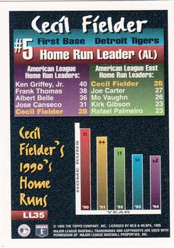 1995 Topps - League Leaders #LL35 Cecil Fielder Back