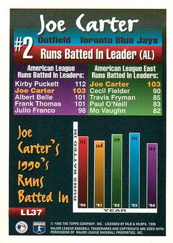 1995 Topps - League Leaders #LL37 Joe Carter Back