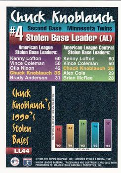 1995 Topps - League Leaders #LL44 Chuck Knoblauch Back