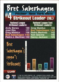 1995 Topps - League Leaders #LL49 Bret Saberhagen Back