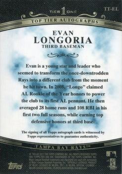 2011 Topps Tier One - Top Tier Autographs #TT-EL Evan Longoria Back