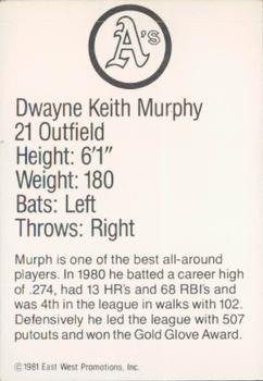 1981 Granny Goose Oakland Athletics #NNO Dwayne Murphy Back