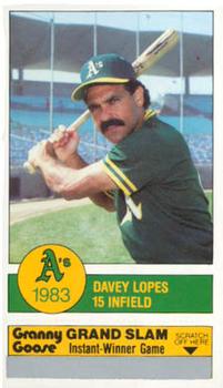 1983 Granny Goose Oakland Athletics #NNO Davey Lopes Front