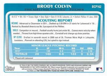 2011 Bowman Chrome - Prospect Autographs #BCP162 Brody Colvin Back