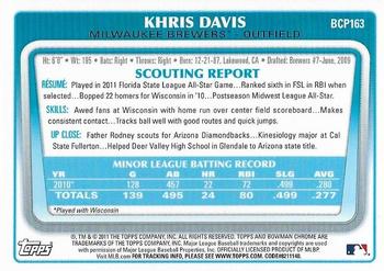 2011 Bowman Chrome - Prospect Autographs #BCP163 Khris Davis Back