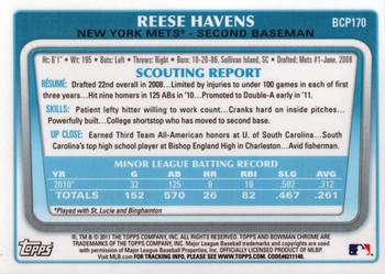 2011 Bowman Chrome - Prospect Autographs #BCP170 Reese Havens Back