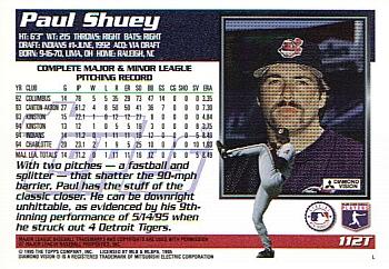 1995 Topps Traded & Rookies #112T Paul Shuey Back