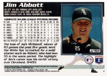 1995 Topps Traded & Rookies #75T Jim Abbott Back