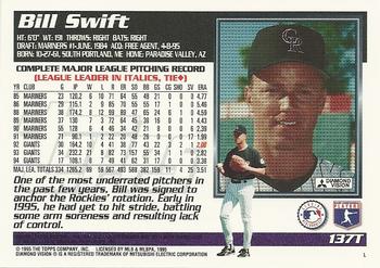 1995 Topps Traded & Rookies #137T Bill Swift Back