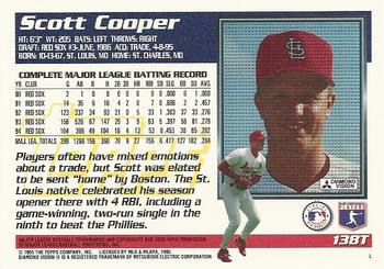 1995 Topps Traded & Rookies #138T Scott Cooper Back