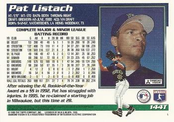 1995 Topps Traded & Rookies #144T Pat Listach Back