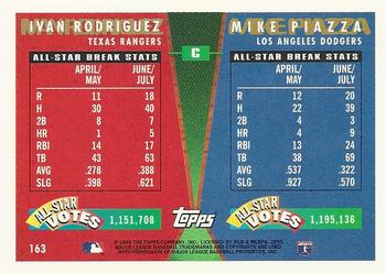 1995 Topps Traded & Rookies #163 Mike Piazza / Ivan Rodriguez Back