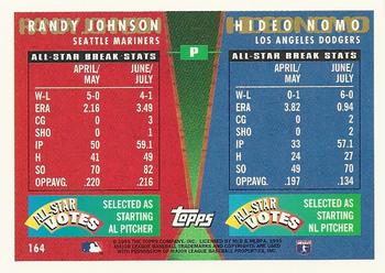 1995 Topps Traded & Rookies #164 Hideo Nomo / Randy Johnson Back