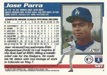 1995 Topps Traded & Rookies #58T Jose Parra Back