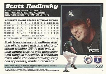 1995 Topps Traded & Rookies #71T Scott Radinsky Back