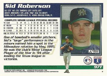 1995 Topps Traded & Rookies #97T Sid Roberson Back