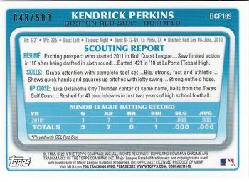 2011 Bowman Chrome - Prospect Autographs Refractors #BCP189 Kendrick Perkins Back