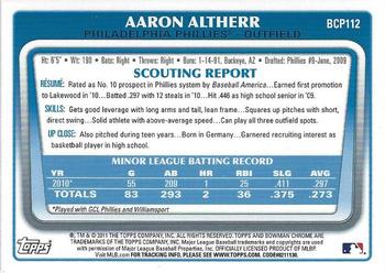 2011 Bowman Chrome - Prospects #BCP112 Aaron Altherr Back
