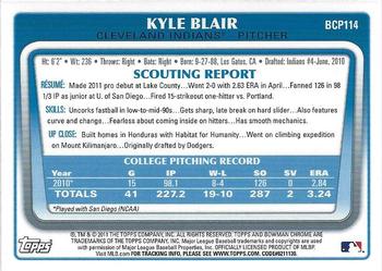 2011 Bowman Chrome - Prospects #BCP114 Kyle Blair Back