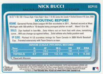 2011 Bowman Chrome - Prospects #BCP115 Nick Bucci Back