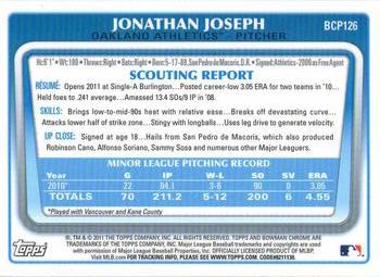 2011 Bowman Chrome - Prospects #BCP126 Jonathan Joseph Back
