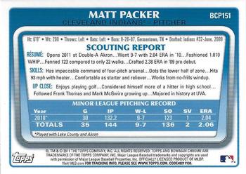 2011 Bowman Chrome - Prospects #BCP151 Matt Packer Back