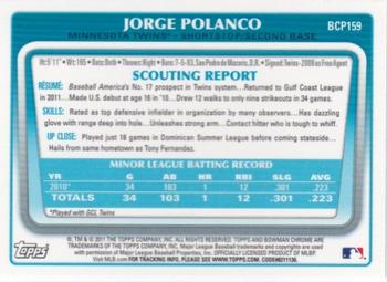 2011 Bowman Chrome - Prospects #BCP159 Jorge Polanco Back