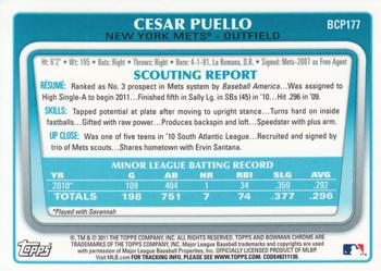 2011 Bowman Chrome - Prospects #BCP177 Cesar Puello Back