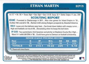 2011 Bowman Chrome - Prospects #BCP179 Ethan Martin Back