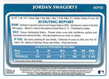 2011 Bowman Chrome - Prospects #BCP183 Jordan Swagerty Back
