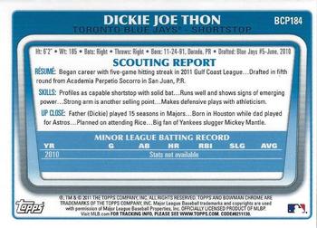 2011 Bowman Chrome - Prospects #BCP184 Dickie Joe Thon Back